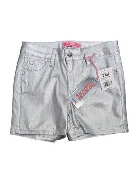 NWT | Girl's Metallic Silver Coated Denim Style Jean Shorts | Size 12